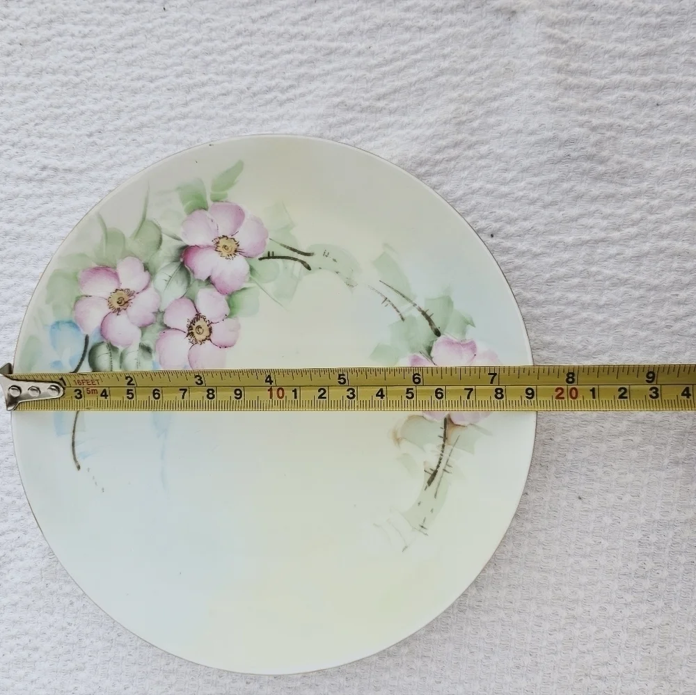 Thomas Bavaria Collectors Porcelain Plate Pink Flowers gold rim plate size 7.5